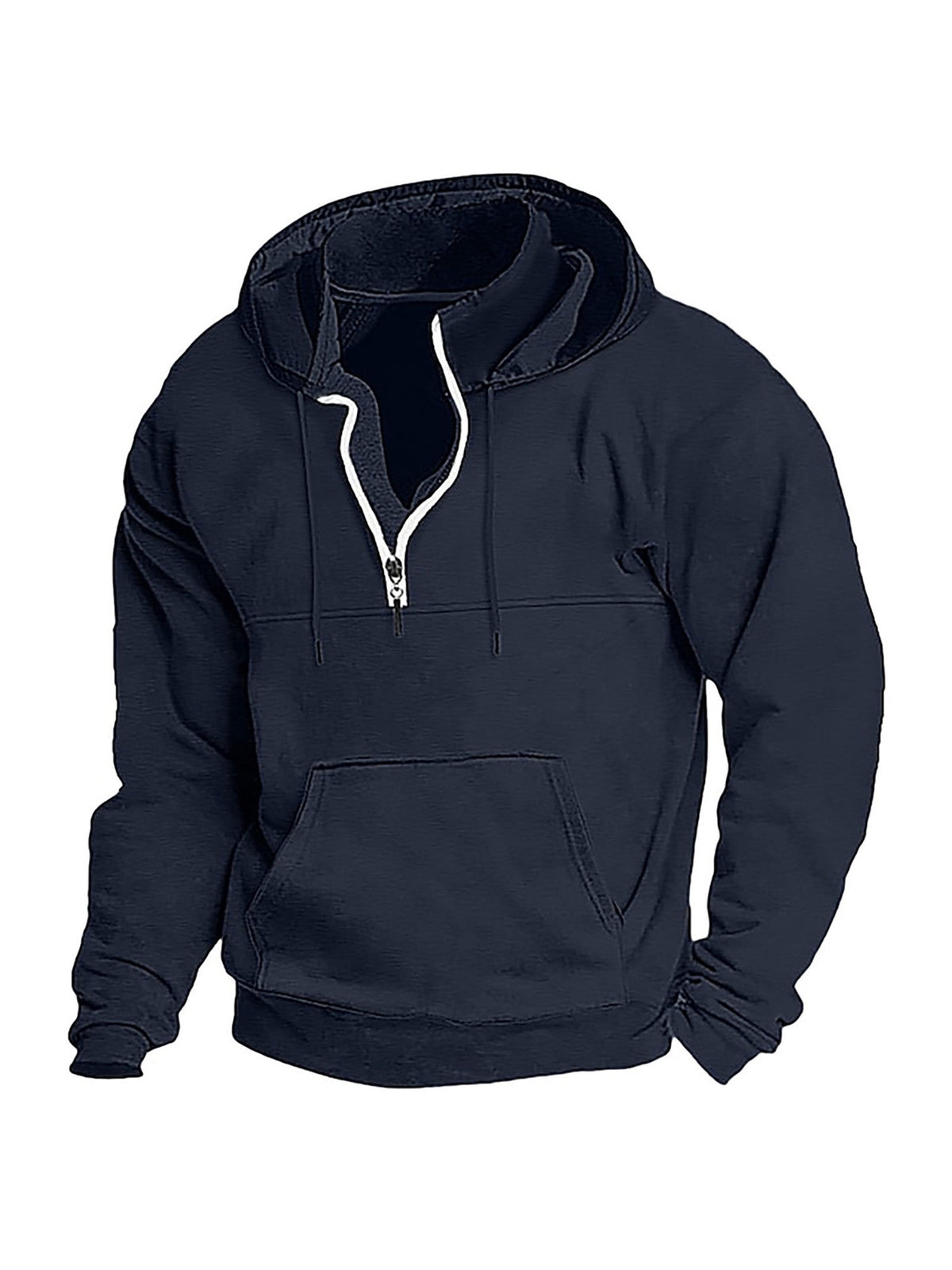 Simple Half-Zip Hoodie Casual Sport Solid Color Hooded Sweatshirt