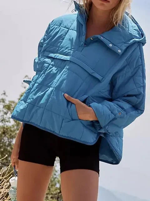 Winter New Casual Fashionable Solid Color Hooded Cotton-Padded Coat Long Sleeve Pullover Hooded Round Bottom Top Parkas