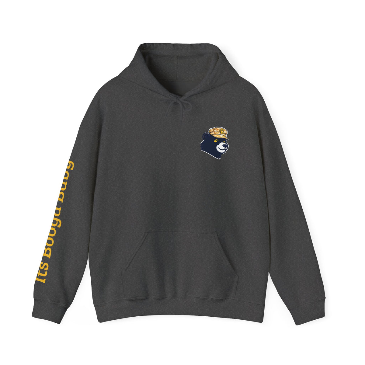 Bear With Hat Minimalist Hoodie — Casual Cute Animal Graphic Sweatshirt
