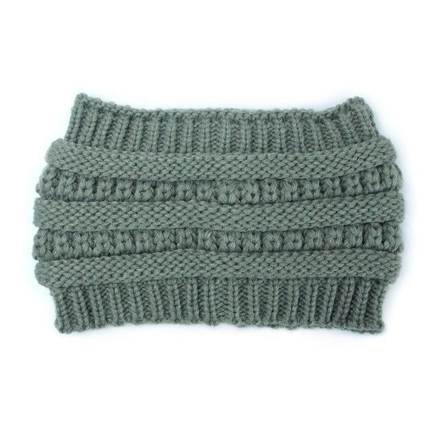 New Ponytail Beanie Women Stretch Knitted Crochet Beanies Winter Hats For Women Hats Cap Warm Lady Messy Bun Wholesale