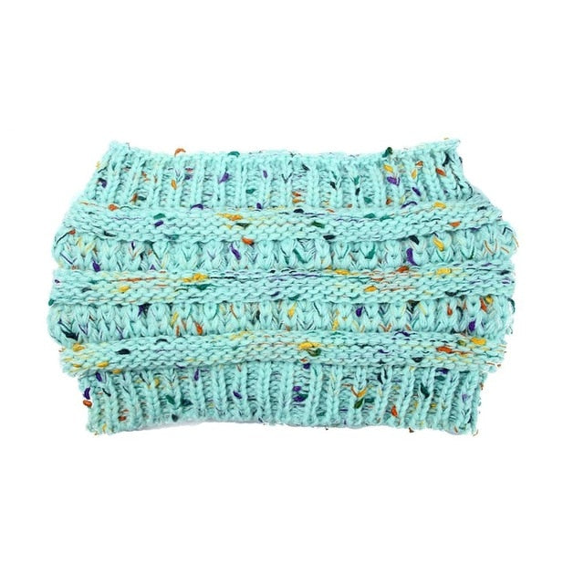 New Ponytail Beanie Women Stretch Knitted Crochet Beanies Winter Hats For Women Hats Cap Warm Lady Messy Bun Wholesale