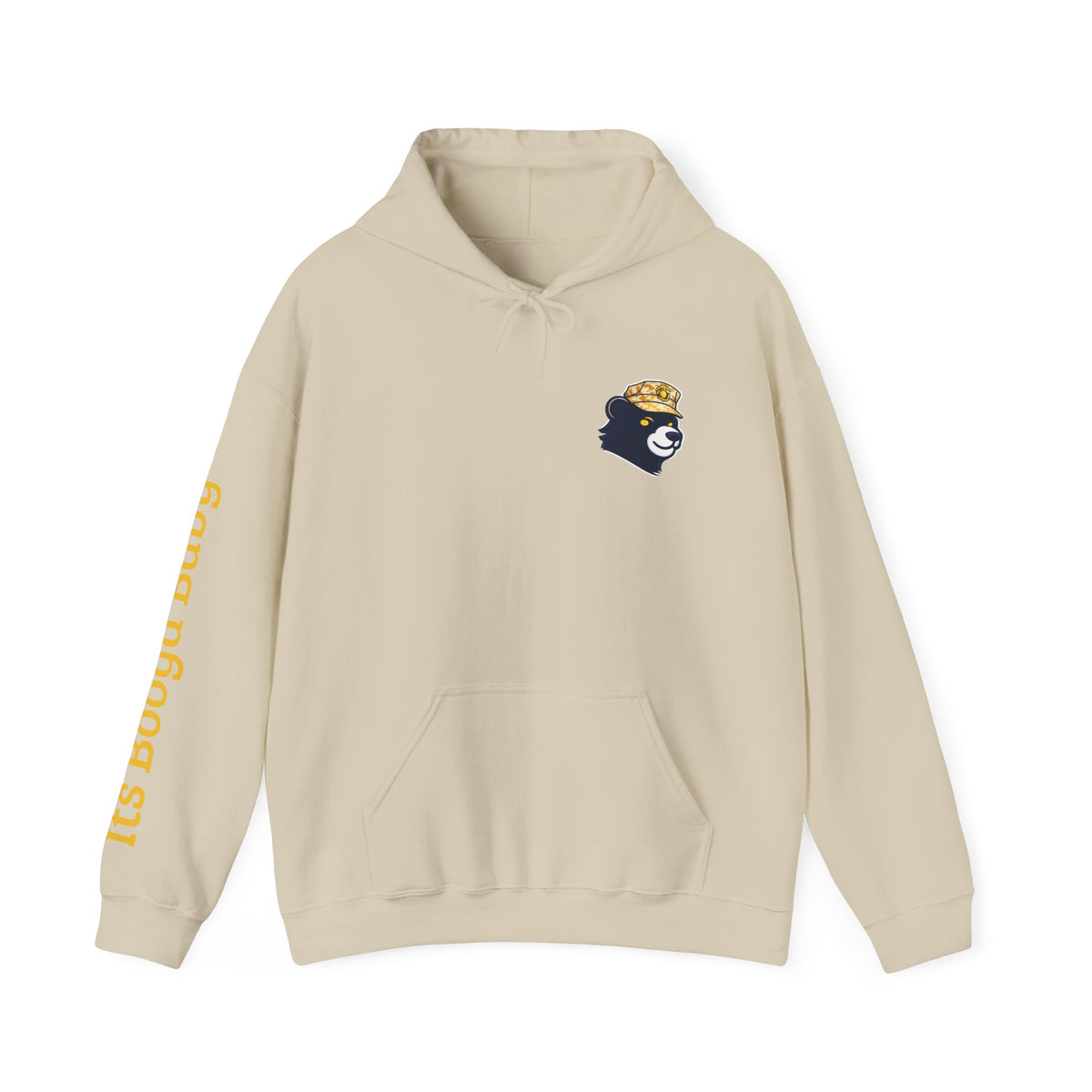 Bear With Hat Minimalist Hoodie — Casual Cute Animal Graphic Sweatshirt