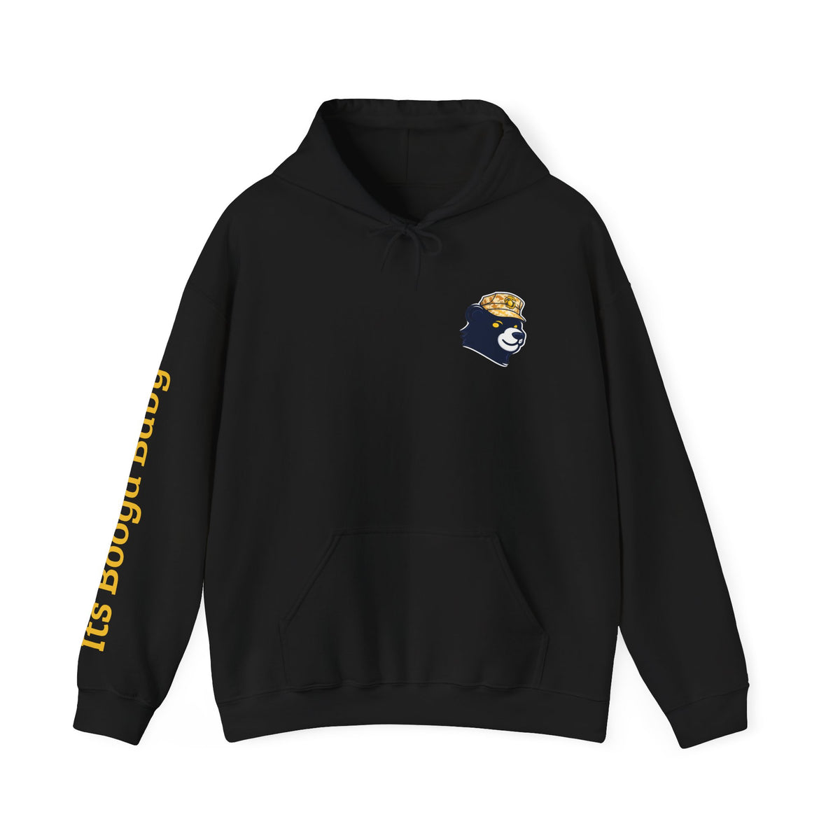 Bear With Hat Minimalist Hoodie — Casual Cute Animal Graphic Sweatshirt