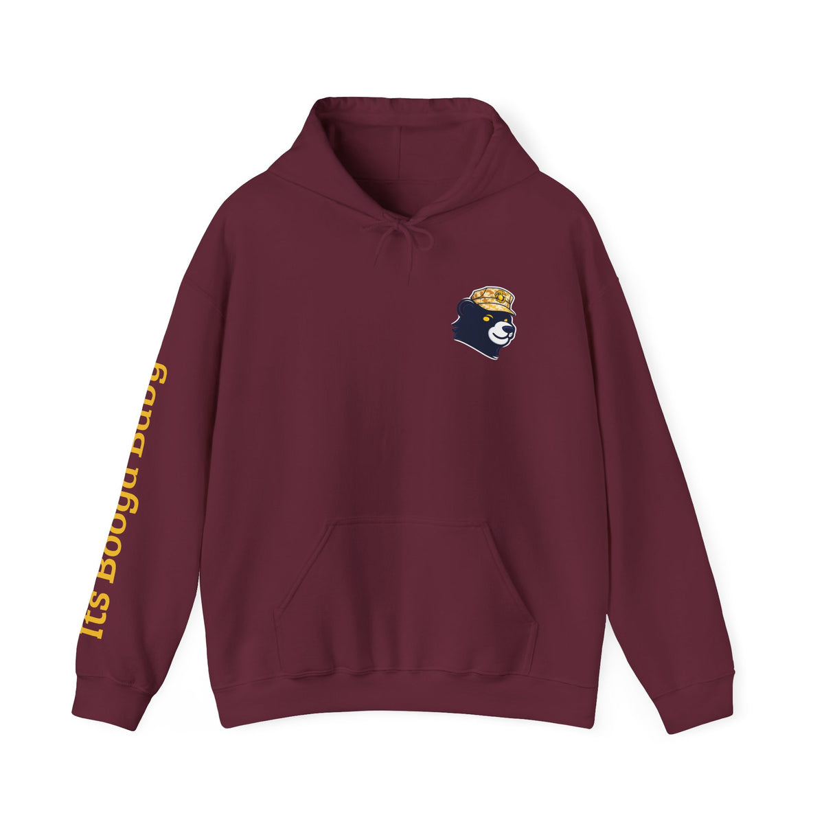 Bear With Hat Minimalist Hoodie — Casual Cute Animal Graphic Sweatshirt