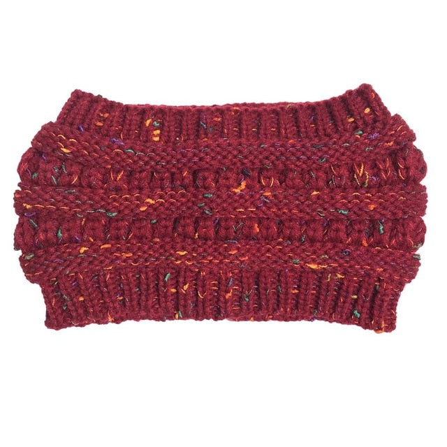 New Ponytail Beanie Women Stretch Knitted Crochet Beanies Winter Hats For Women Hats Cap Warm Lady Messy Bun Wholesale