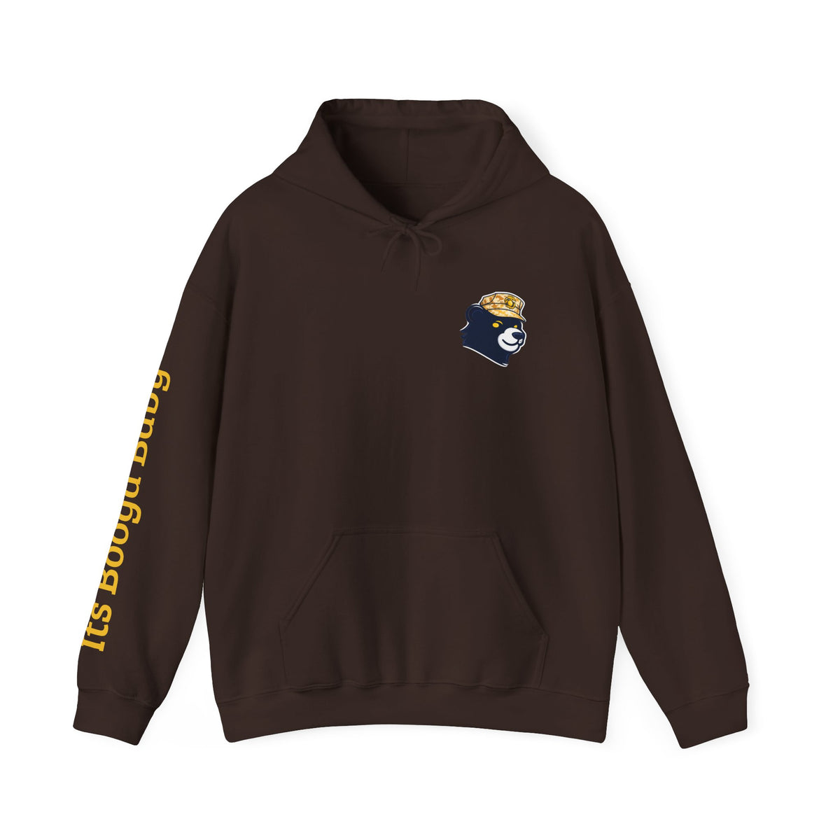 Bear With Hat Minimalist Hoodie — Casual Cute Animal Graphic Sweatshirt