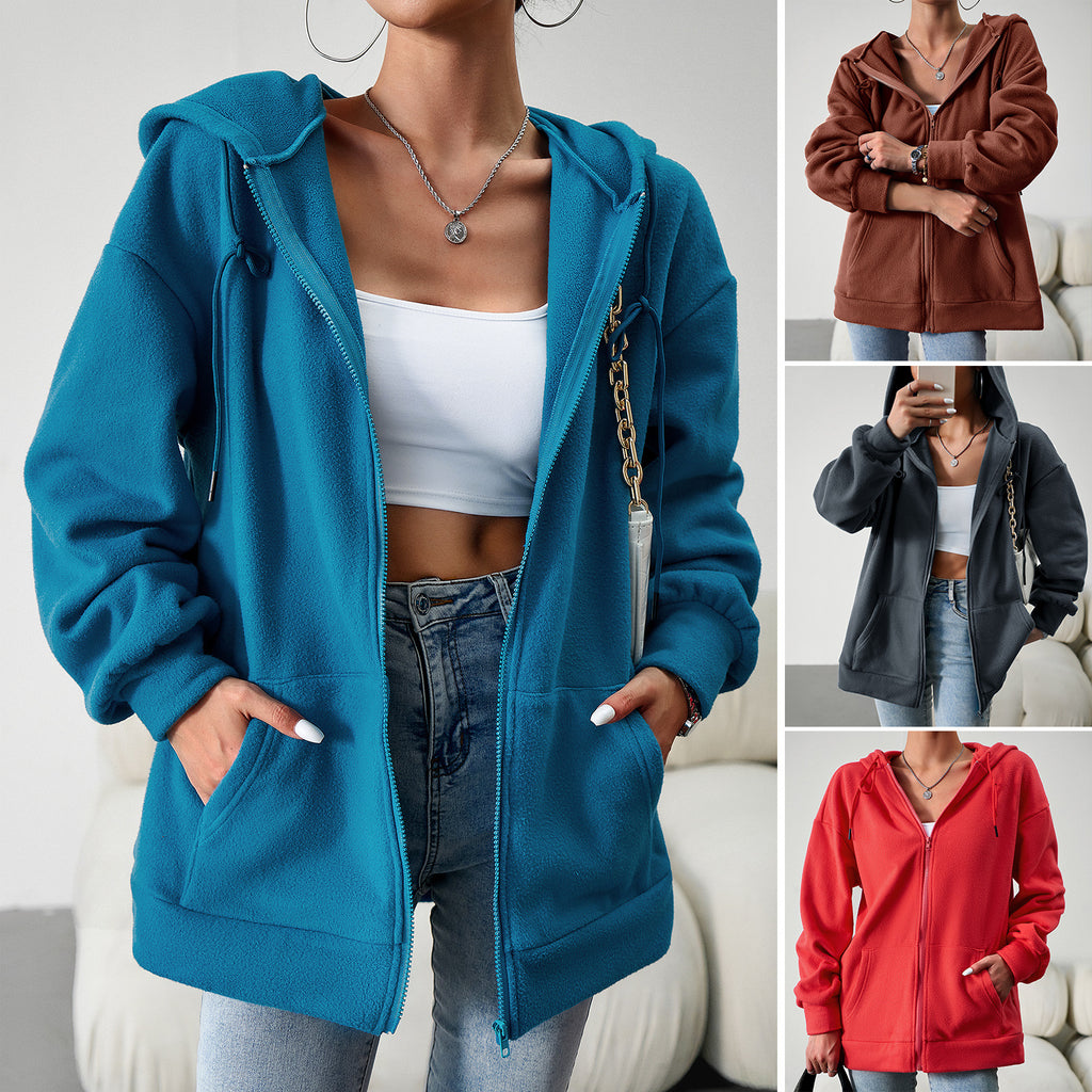 Loose casual hoodie cardigan hooded jacket