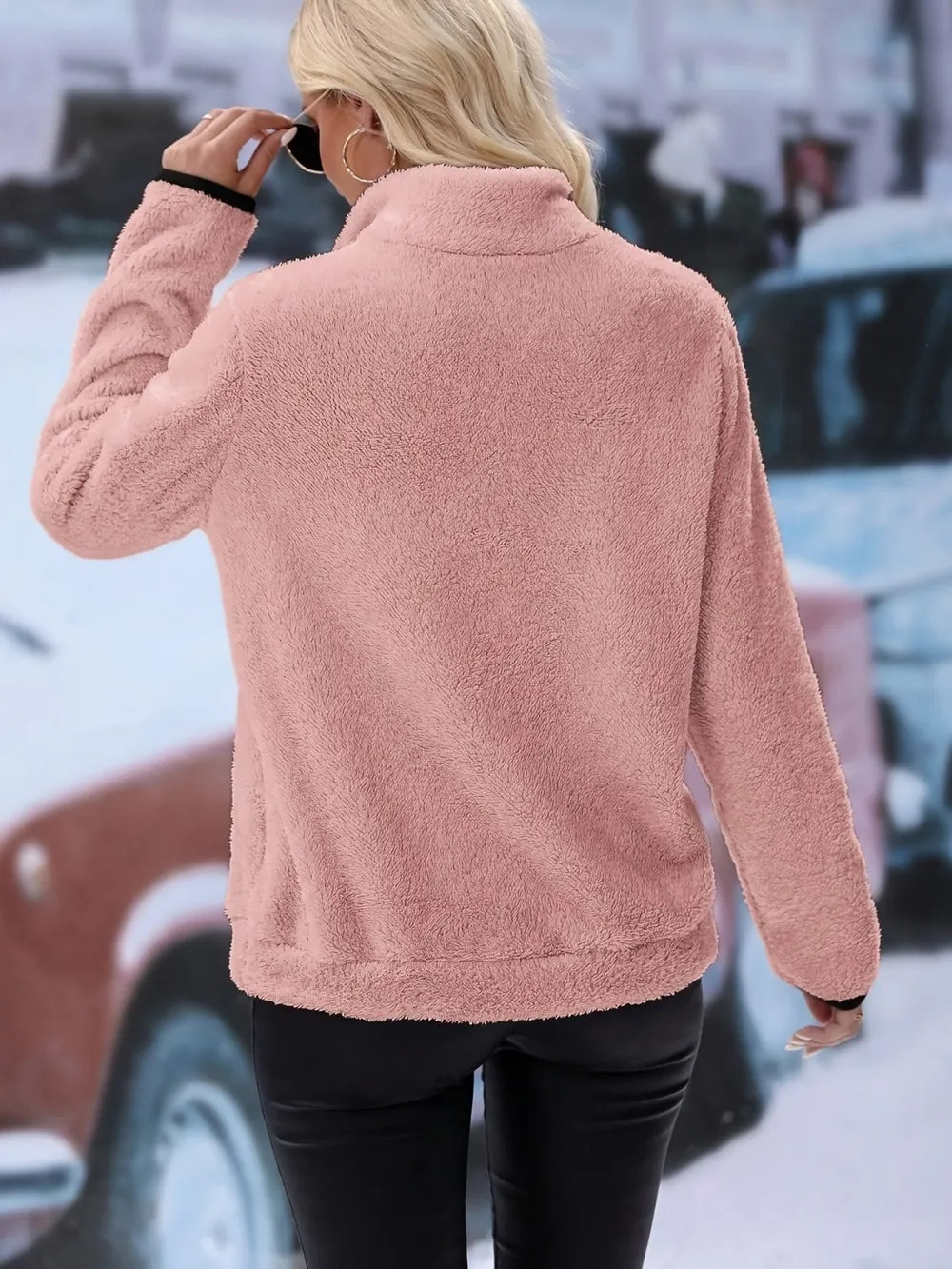 Women's half zipper plush sweatshirt
