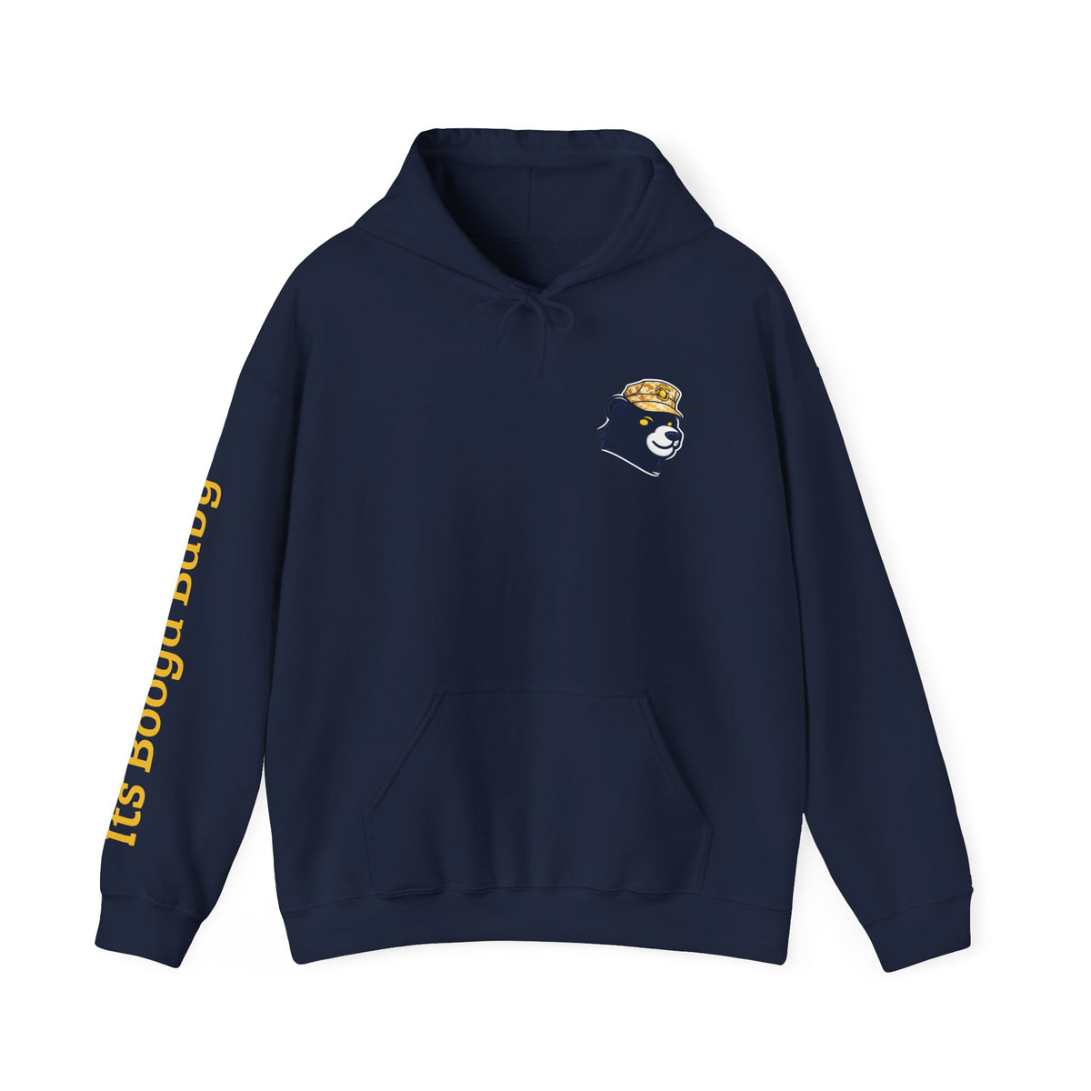 Bear With Hat Minimalist Hoodie — Casual Cute Animal Graphic Sweatshirt