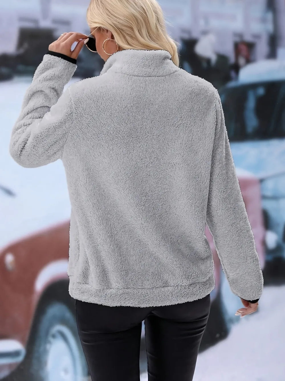 Women's half zipper plush sweatshirt