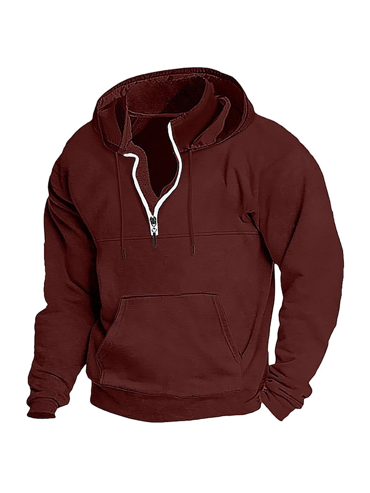 Simple Half-Zip Hoodie Casual Sport Solid Color Hooded Sweatshirt
