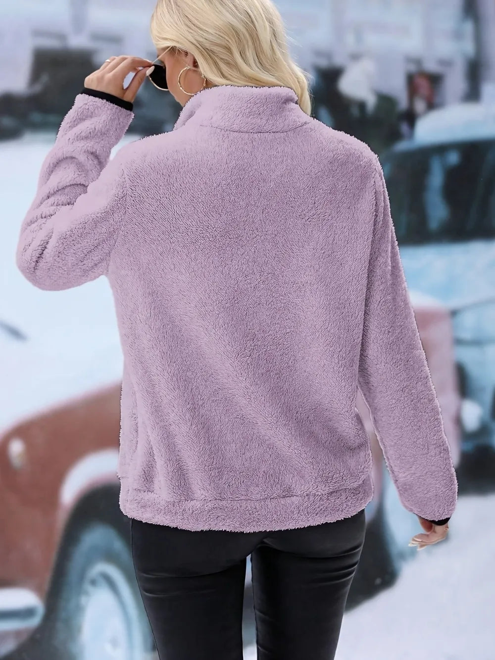 Women's half zipper plush sweatshirt