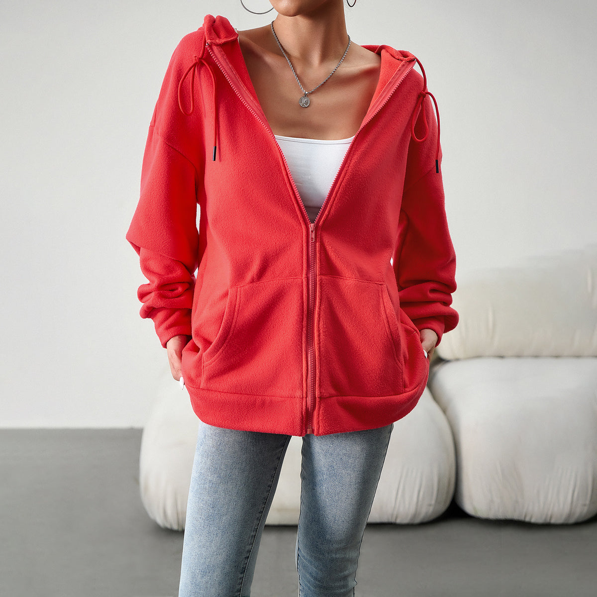 Loose casual hoodie cardigan hooded jacket