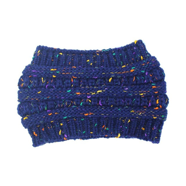 New Ponytail Beanie Women Stretch Knitted Crochet Beanies Winter Hats For Women Hats Cap Warm Lady Messy Bun Wholesale