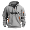 Collar zipper hooded pullover for men multi pocket fashionable and personalized letter print