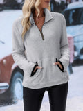 Women's half zipper plush sweatshirt