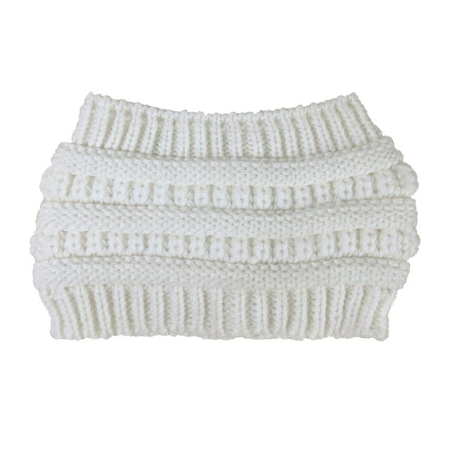 New Ponytail Beanie Women Stretch Knitted Crochet Beanies Winter Hats For Women Hats Cap Warm Lady Messy Bun Wholesale
