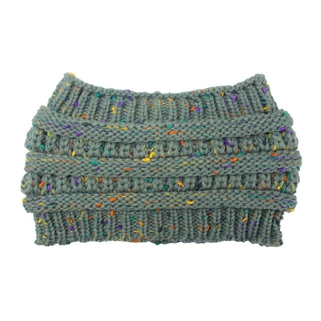 New Ponytail Beanie Women Stretch Knitted Crochet Beanies Winter Hats For Women Hats Cap Warm Lady Messy Bun Wholesale